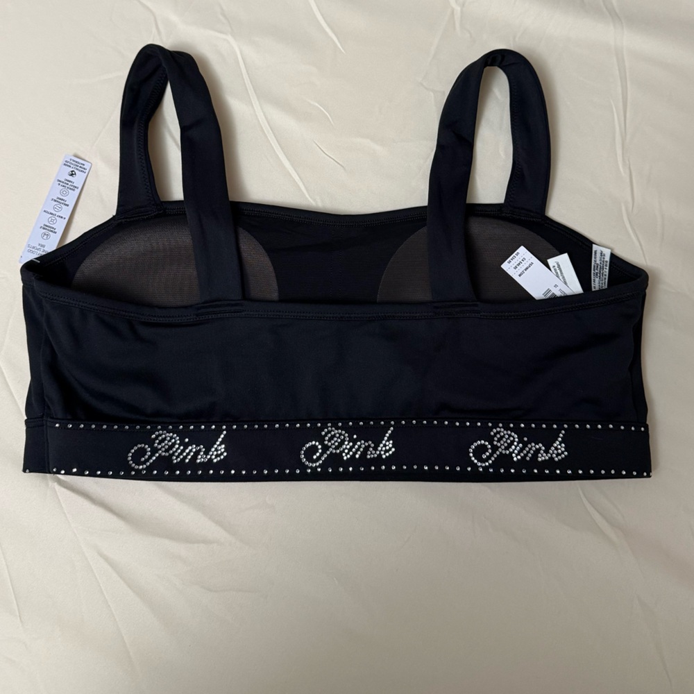 New‎ VS PINK red Relay logo shine sports Bra. Size XL - Picture 3 of 6